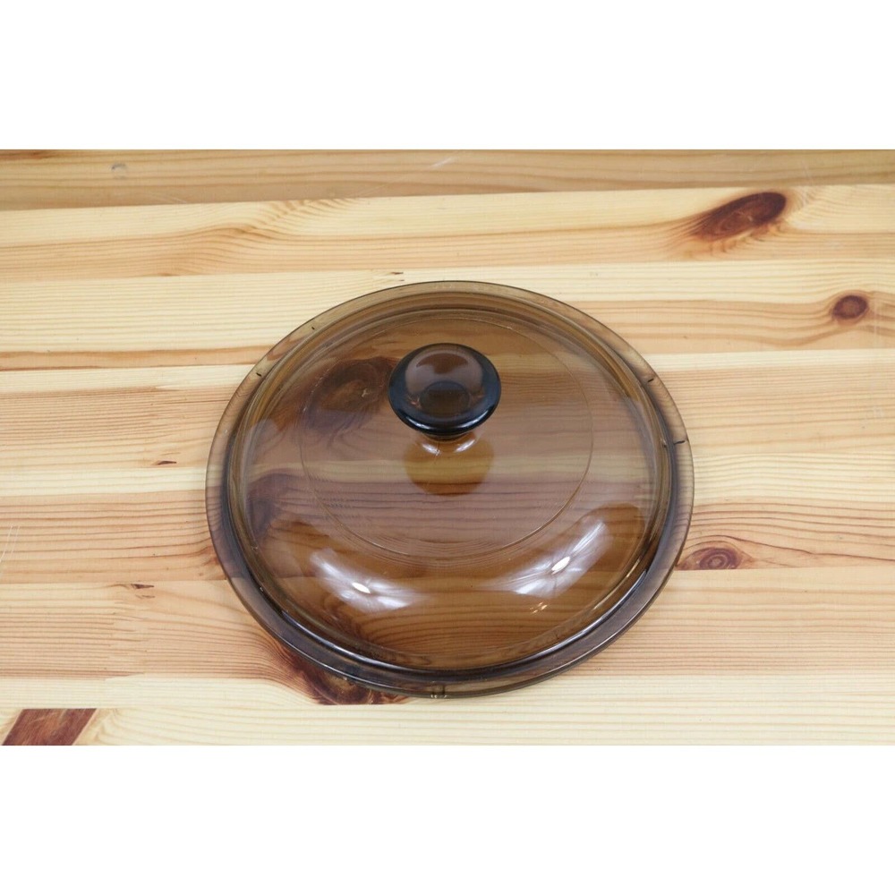Pyrex Corning Ware Visions V 1 C Glass Round Replacement Lid 6 3/8" Brown Amber
